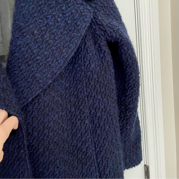 Calvin Klein Premium Wool Blend Bouclé Boyfriend Coat in Midnight Blue Size 6 - Picture 6 of 16